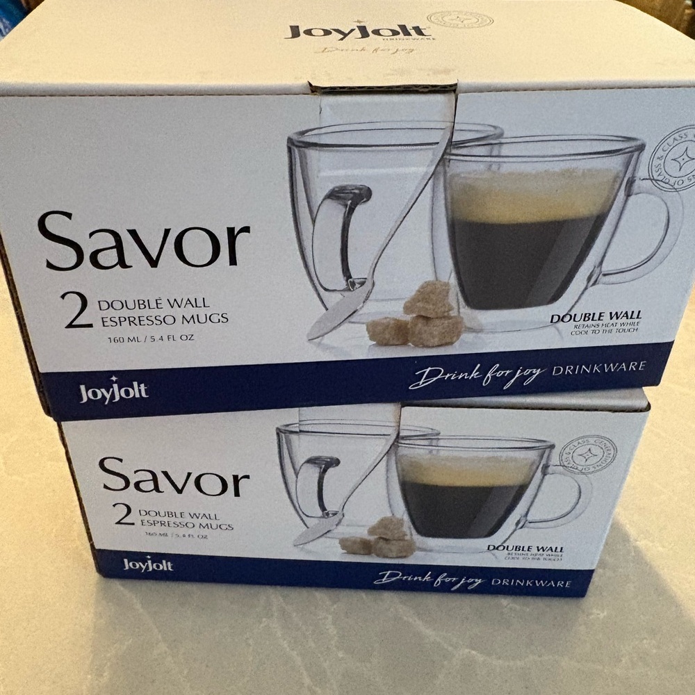 Jolt Savor Double Wall Espresso Mugs - Transparent